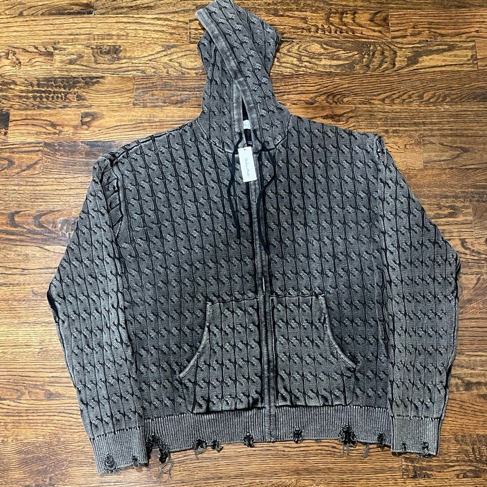 Men's Charcoal Zip-Up Sweater